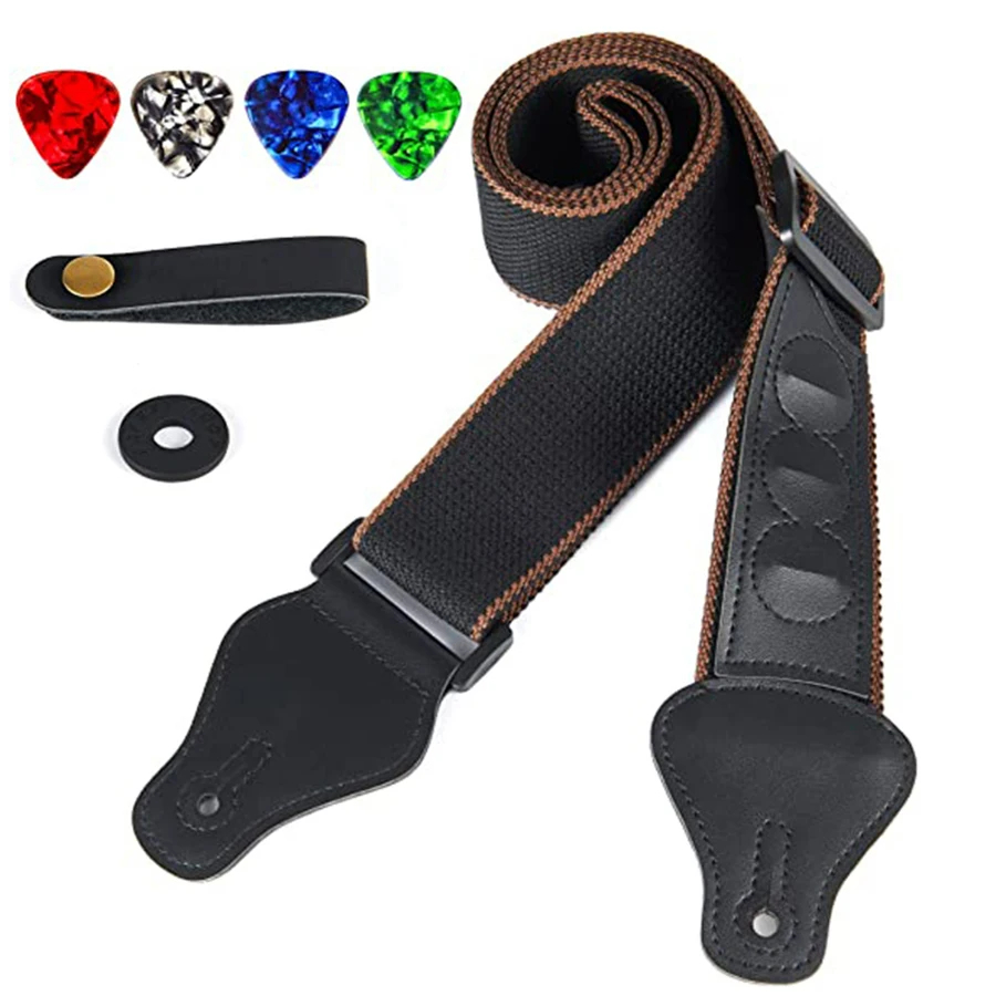 Musical Instrument Ukulele - 7 stks/set Gitaarband Zwart PU Leer