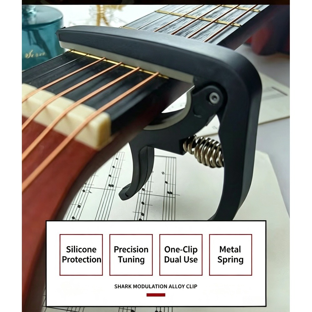 Musical Instruments Easy - 2-in-1 gitaarcapo met brugpinnen-trekker, ABS-plastic snelwisselcapo
