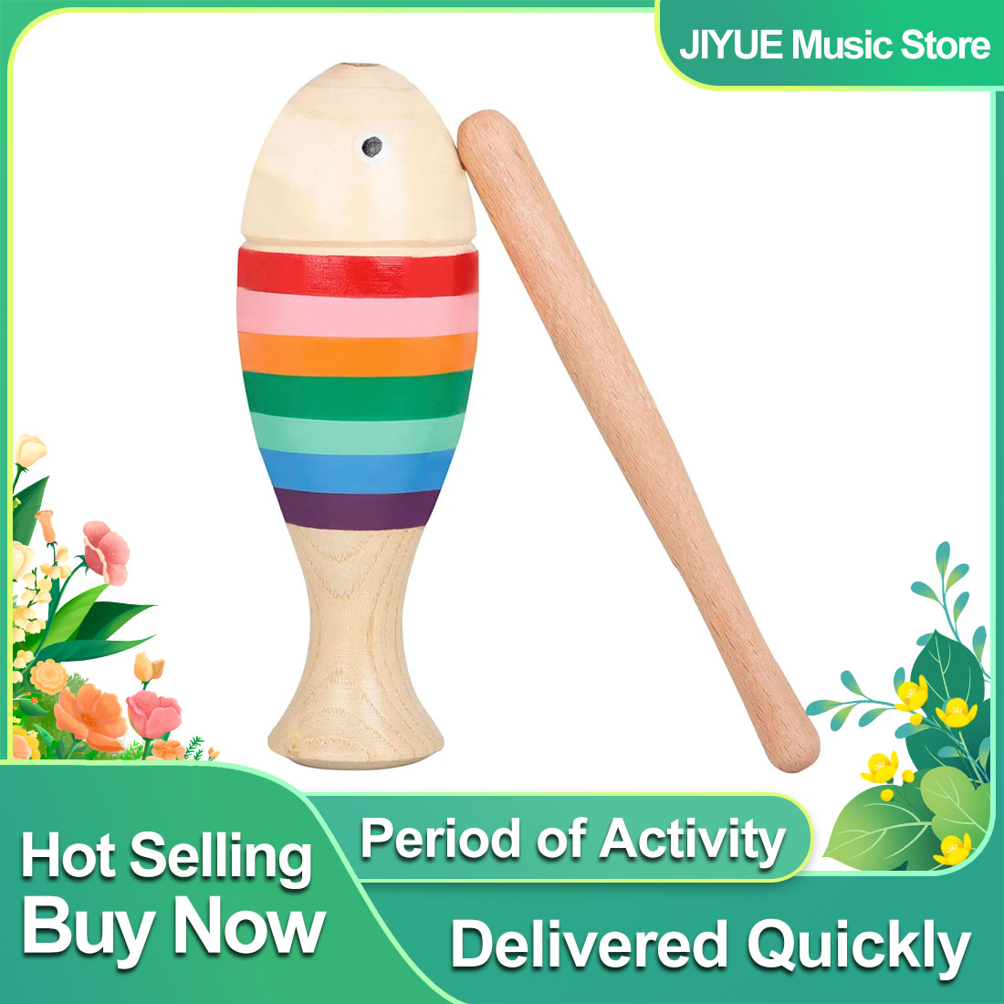 Musical Instruments Cartoon - IRIN Regenboogvis Orff Kindercadeaus Klapperknockout Massief